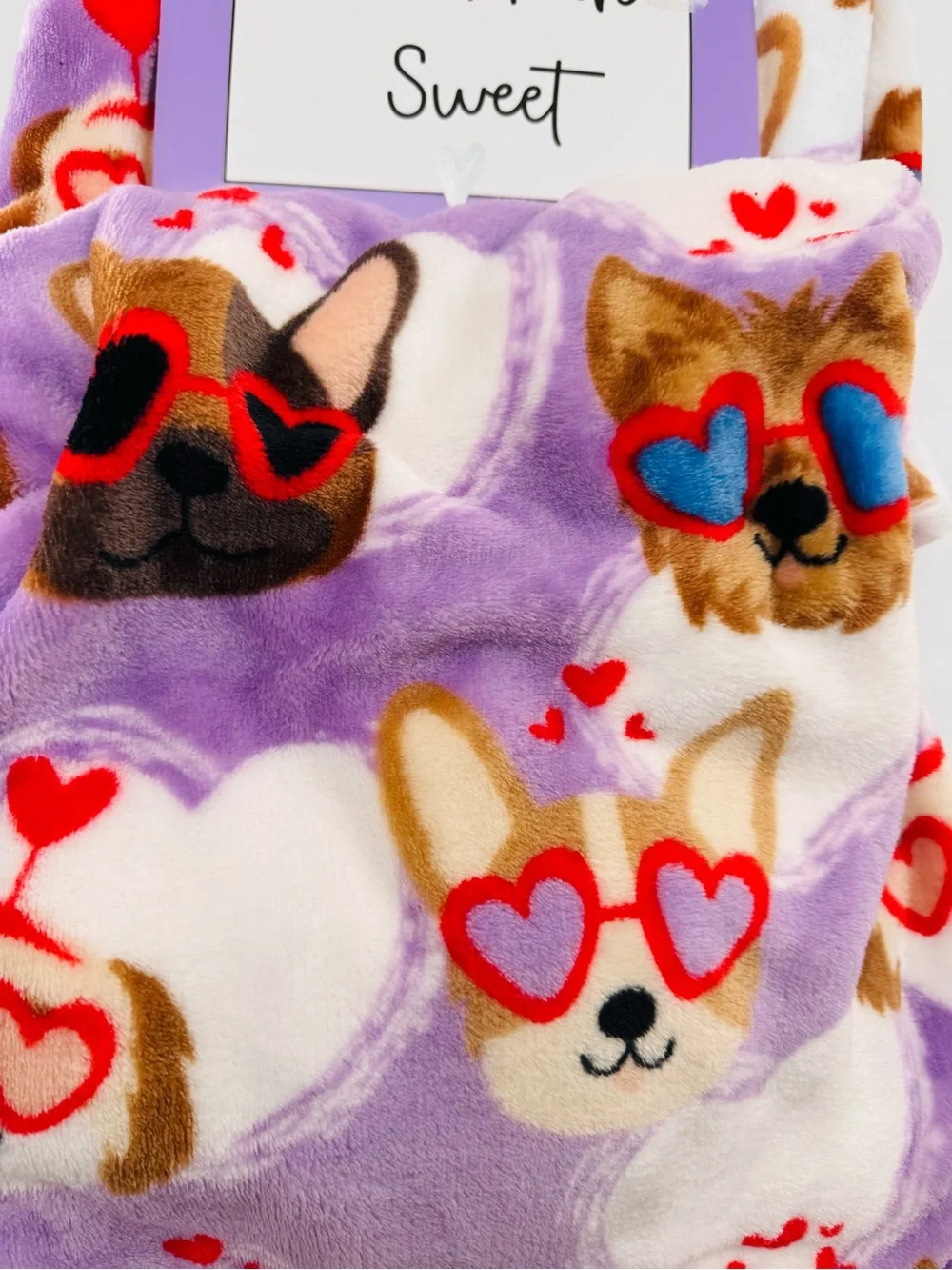 Savannah Sweet Plush Throw Blanket Dogs 50” x 60” NEW Corgi Frenchie Valentines